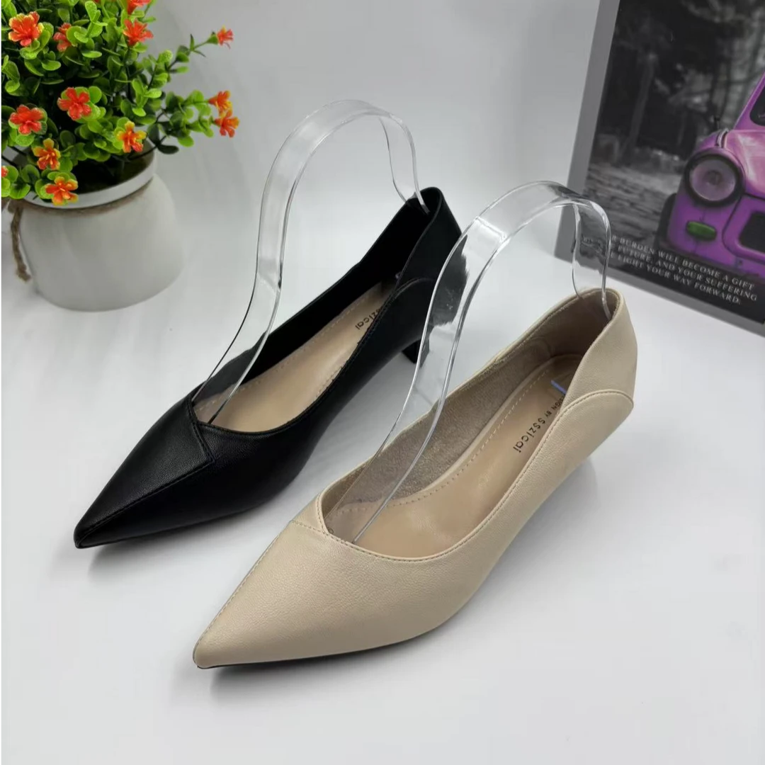 919-1尖头少女风低跟浅口单鞋时尚舒适女鞋英伦风