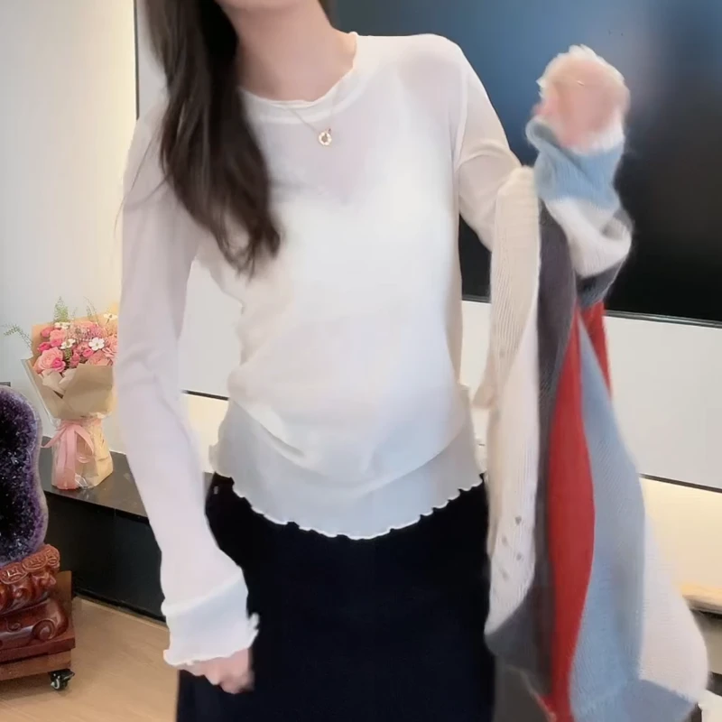 时尚纯色百搭亲肤柔软打底内搭长袖T恤LK2506628