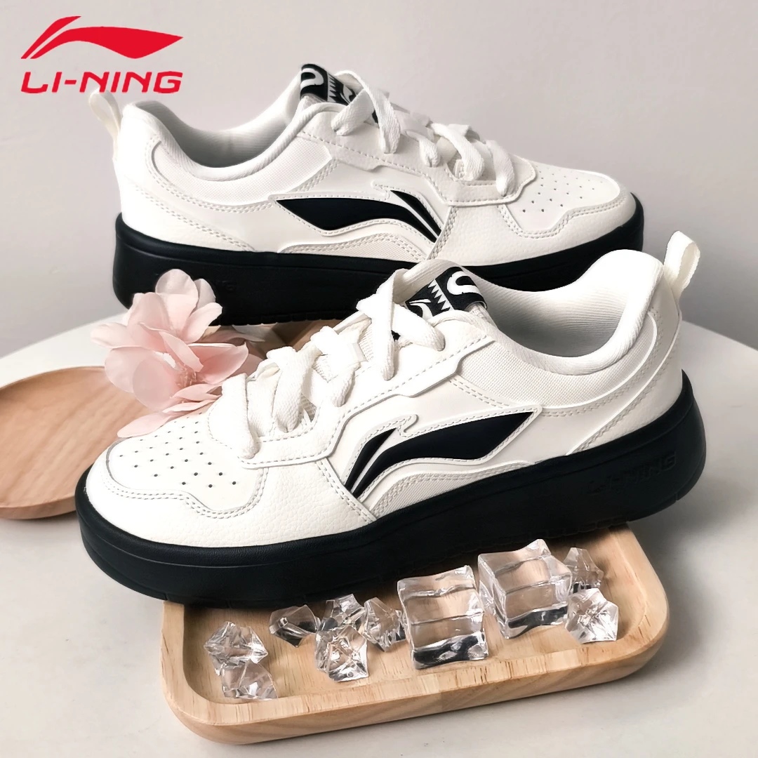 李宁初云女鞋板鞋2025春季新款低帮透气运动鞋百搭黑白潮鞋休闲鞋