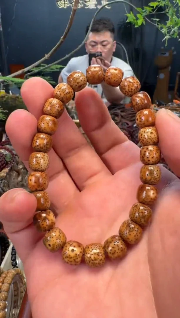 手串星月菩提9*10虎皮陈籽星月菩提手串