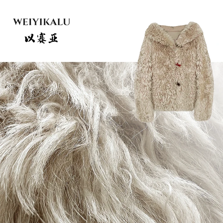 以赛亚 云烟成雨 慵懒连帽短款皮草单排扣美杜莎皮毛一体女 88093