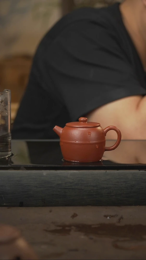 茶壶紫砂19，巨轮，朱泥，60cc