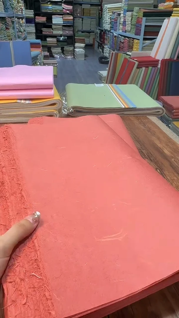 纯手工34*69cm50张故宫红丝绒楮皮云龙半生熟