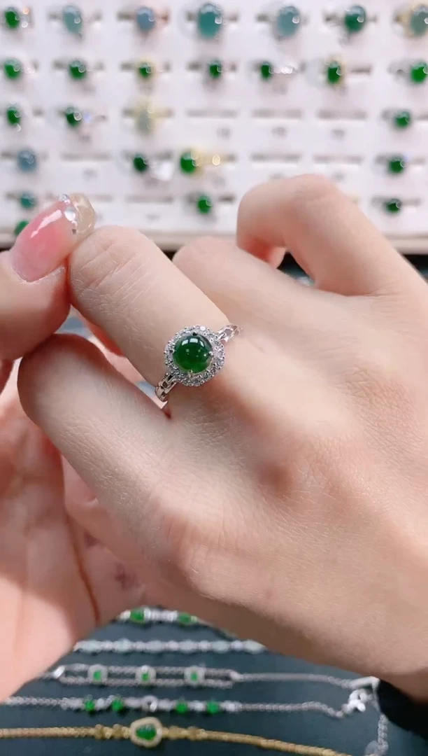 【闪购商品】翡翠戒指银S925镶嵌天然翡翠