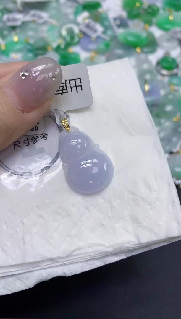 颈饰18K金镶嵌翡翠天然缅甸翡翠A货百元以上9元证书费自理