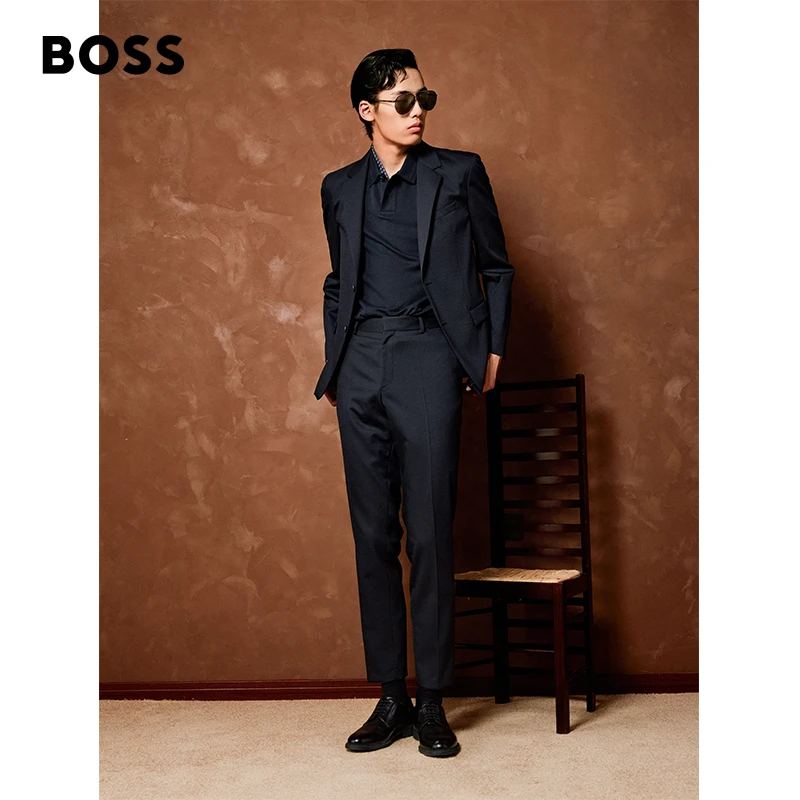 【含羊毛】BOSS博斯男士25年秋季新款羊毛混纺经典西装套装50540749