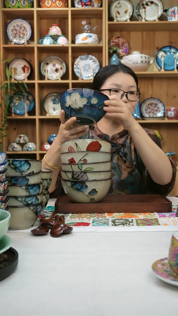 瓷片小可高温陶瓷餐具一组六只面碗