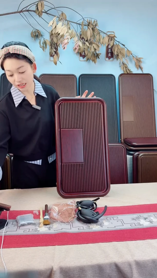 和****地凌龙红色茶盘60*32*4