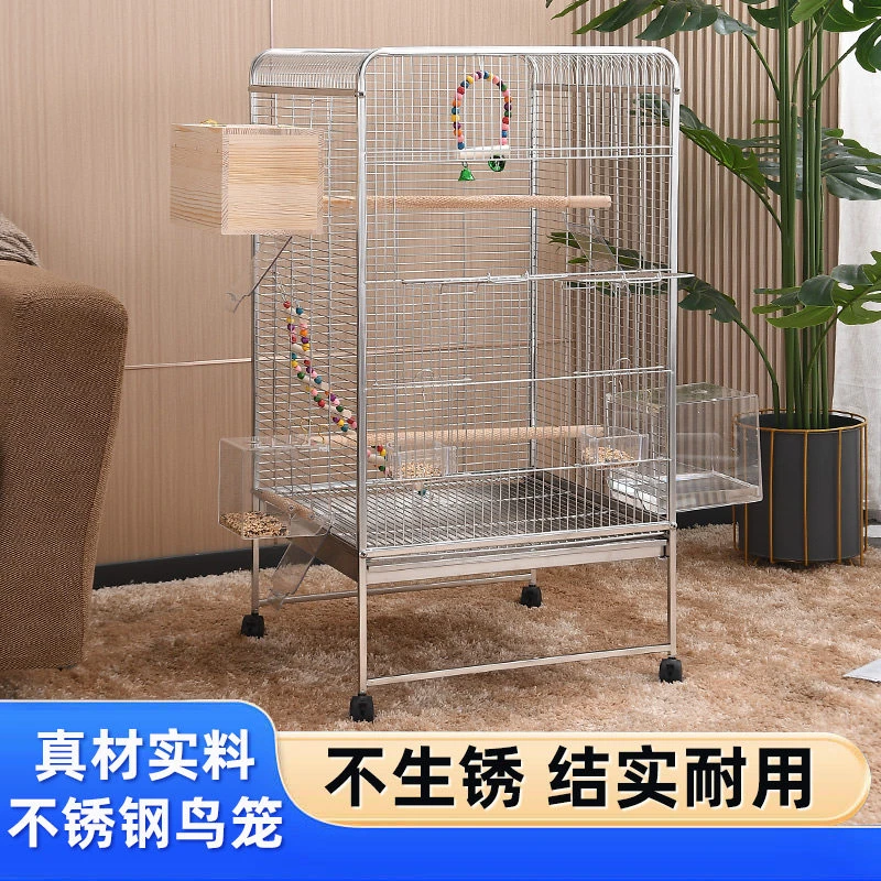 特大不锈钢鹦鹉笼子大号豪华别墅家用玄凤虎皮八哥专用繁殖鸟笼