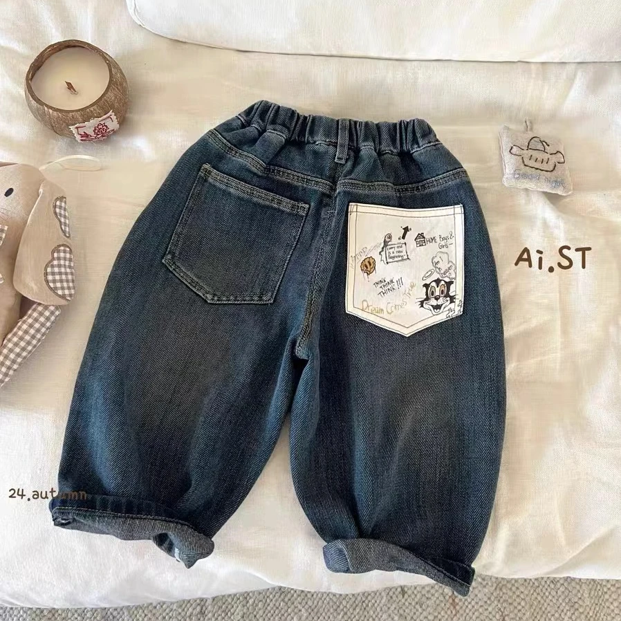 2025年秋季新款网红爆款男童牛仔裤中小童宽松休闲