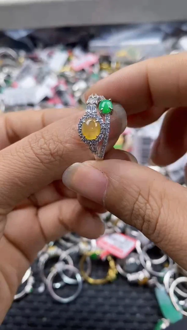 银S925镶嵌戒指翡翠10                 2