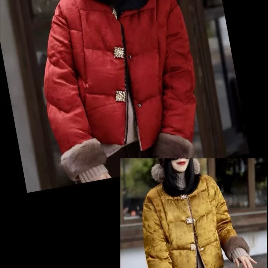 冬季新中式国风气质妈妈装定制版提花夹棉时尚外套上衣