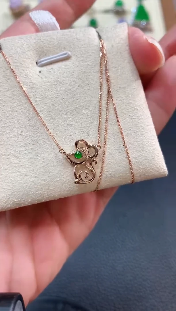 翡翠18K金镶嵌套链b3