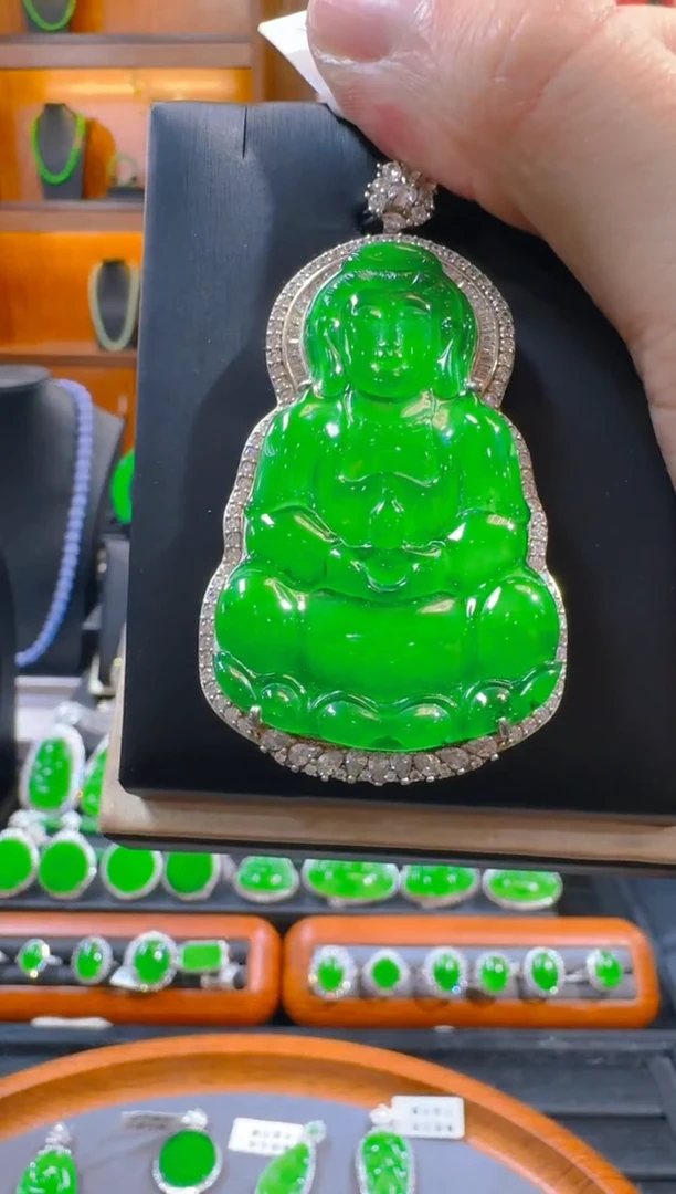 翡翠银S925镶嵌吊坠(赠链)天然A货翡翠
