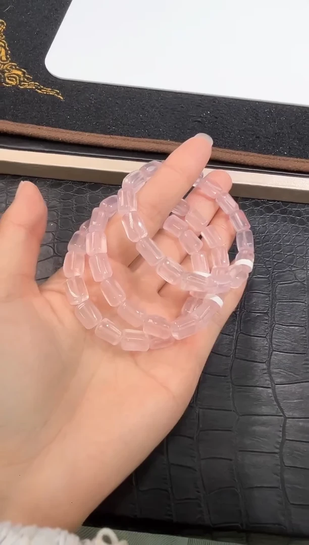 未镶嵌手链水晶65号粉水晶切面桶珠单圈