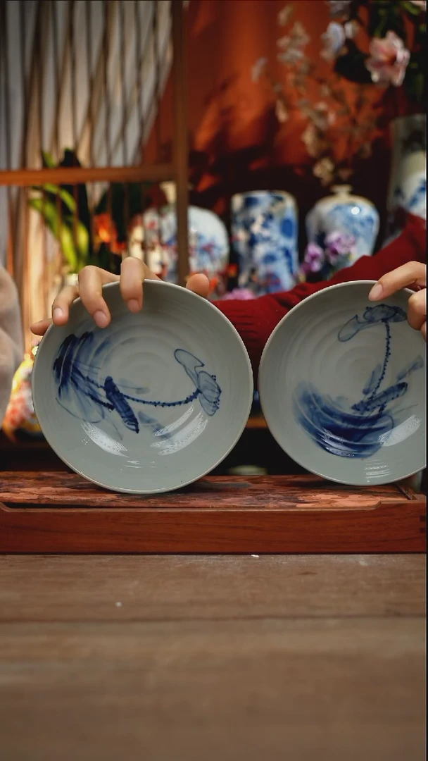 当代景德镇设计师釉下手绘陶瓷花瓶