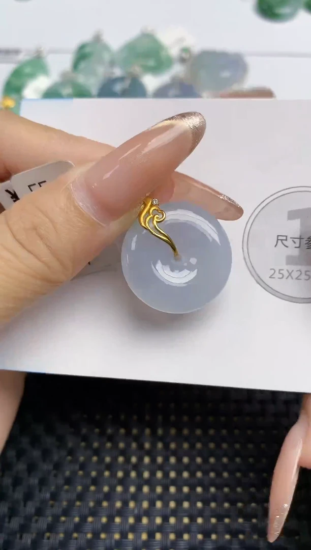 颈饰18K金镶嵌翡翠天然缅甸A货翡翠百元以上9元证书费自理