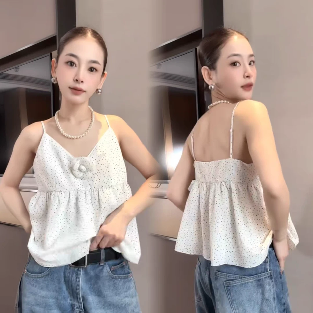 1-021欧洲站早春女新款夏季气质无袖背心女洋气俏皮显瘦吊带衫