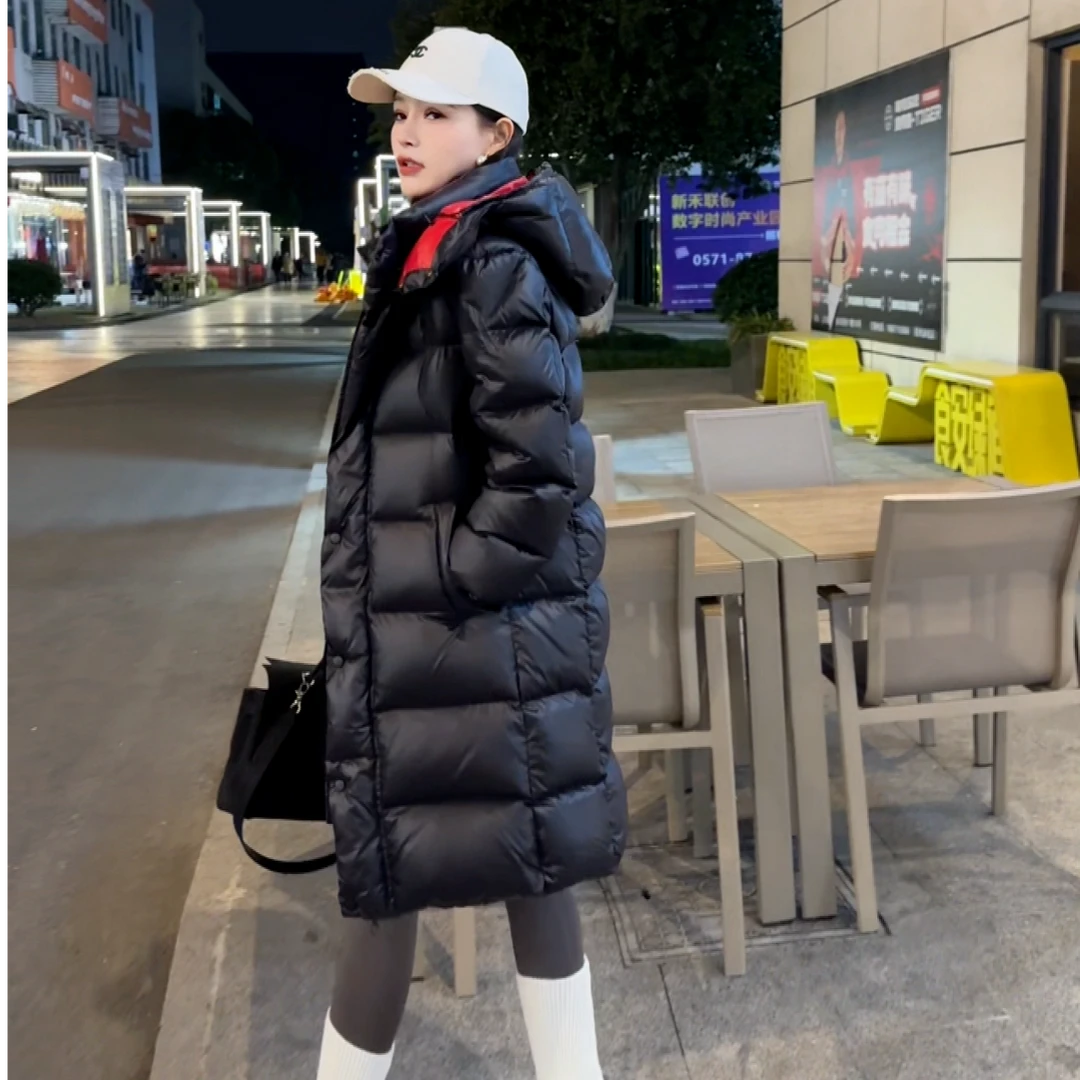 长款内红外黑可脱卸帽90羽绒服外套-ZL169