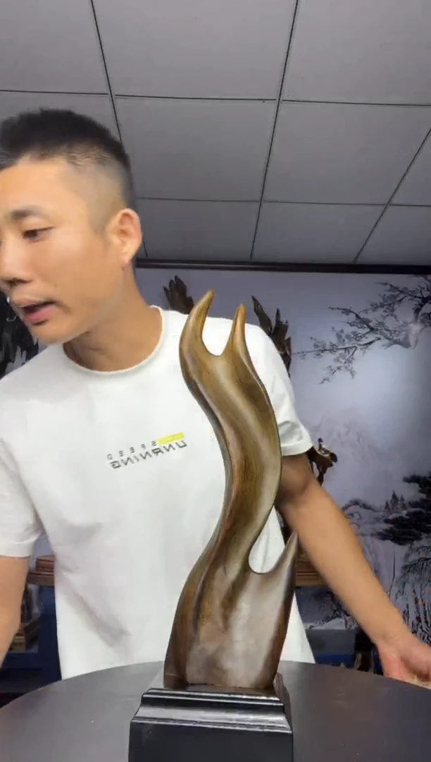 金丝楠木雕款爱***啡金丝楠木工艺品摆件