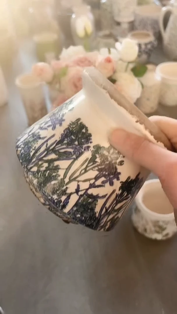 【闪购商品】陶瓷陶瓷花盆高13.5CM内口11CM