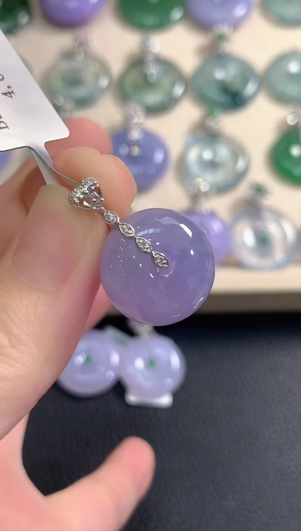 吊坠(不含链)18K金镶嵌翡翠紫货有色差多样性发货一件Q60