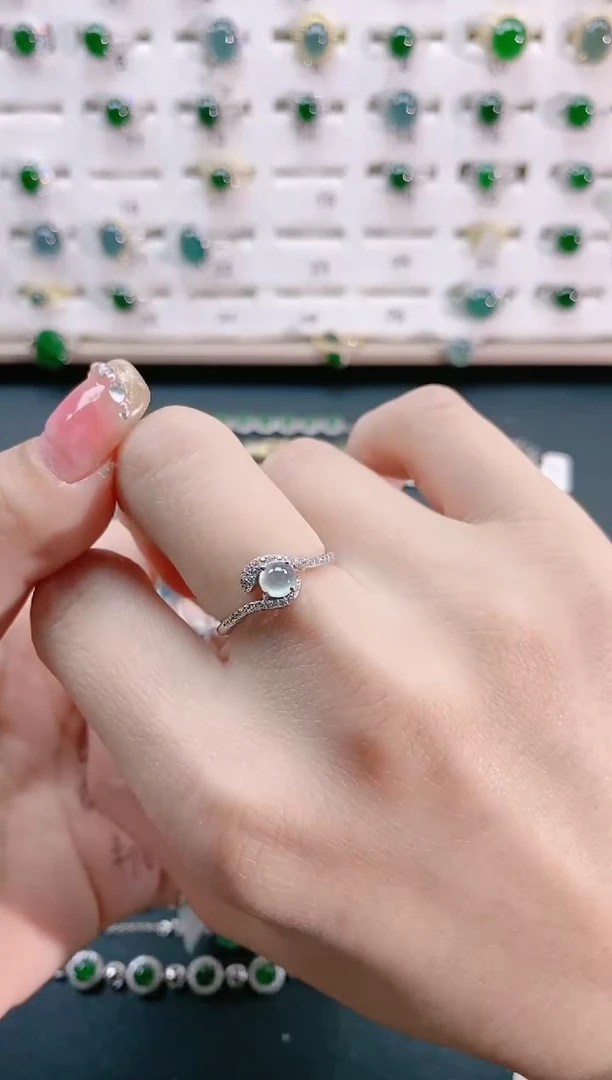 【闪购商品】翡翠戒指银S925镶嵌天然翡翠