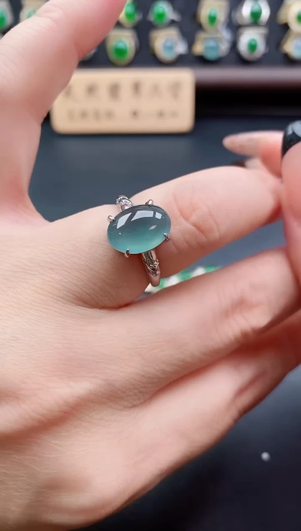 银S925镶嵌戒指翡翠1