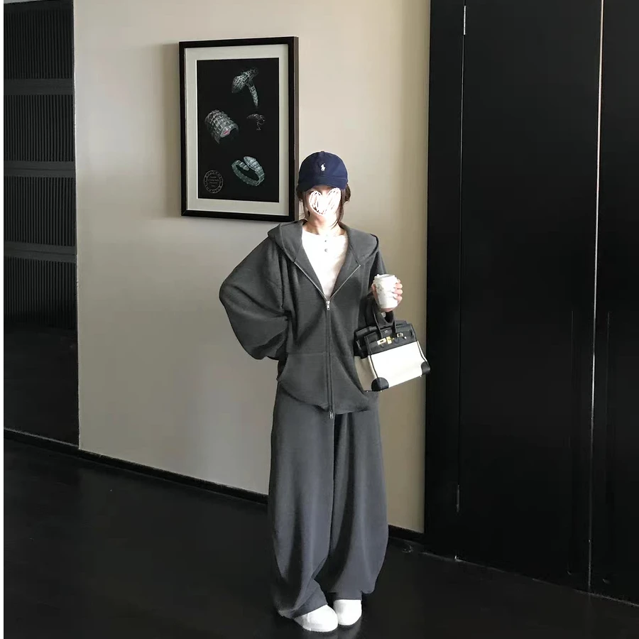 2025早秋老钱亲肤针织连帽卫衣+长裤套装两件套  60012