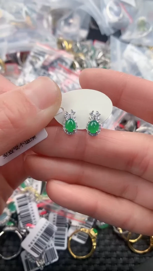 银S925镶嵌戒指翡翠111  1