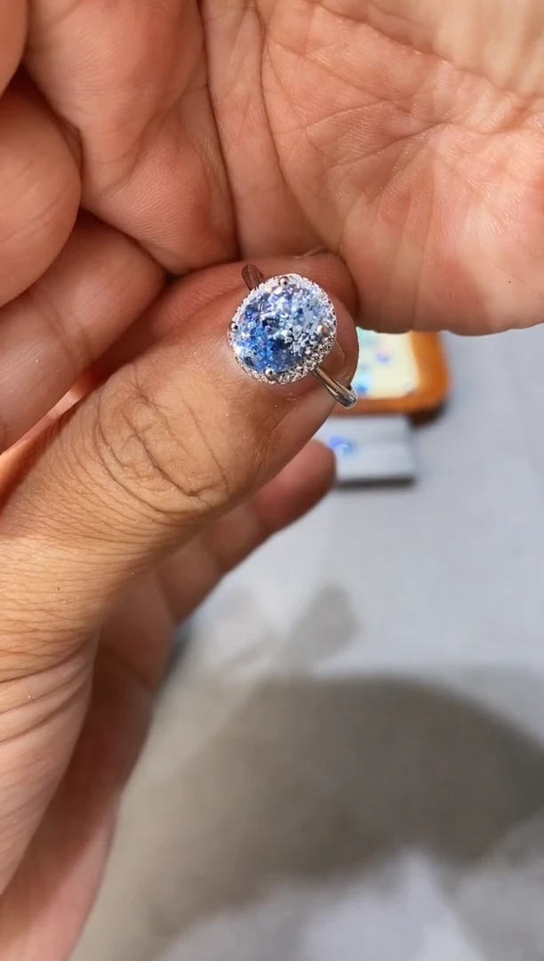 海蓝宝石戒圈银S925镶嵌.....