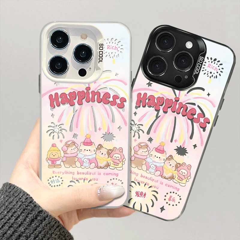 适用苹果VIVO华为OPPO荣耀小米一加红米三星iphone手机壳卡通烟花