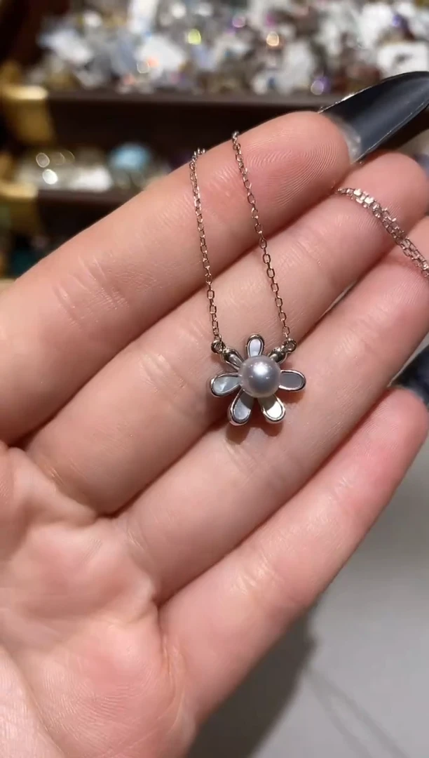 项链银S925镶嵌海水珍珠楚楚珠宝中古甄选不退换