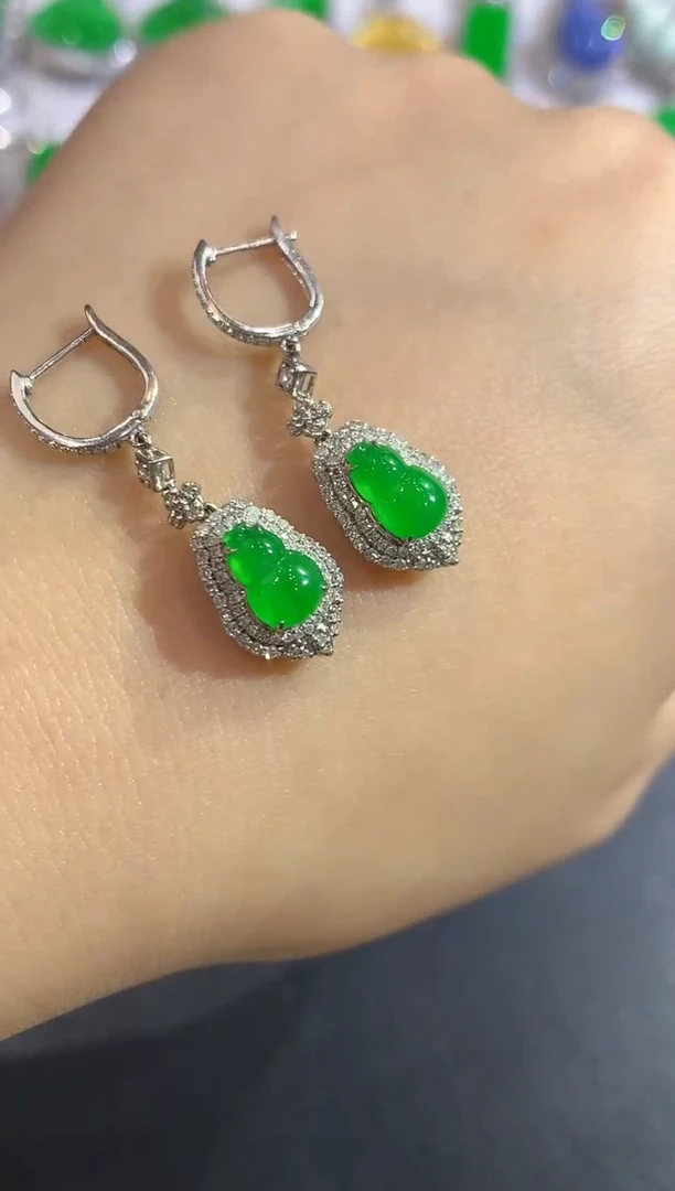 颈饰18K金镶嵌翡翠119-耳饰