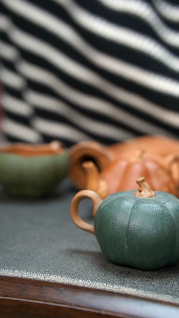 【闪购商品】紫砂茶壶绿色迷你南瓜壶微瑕