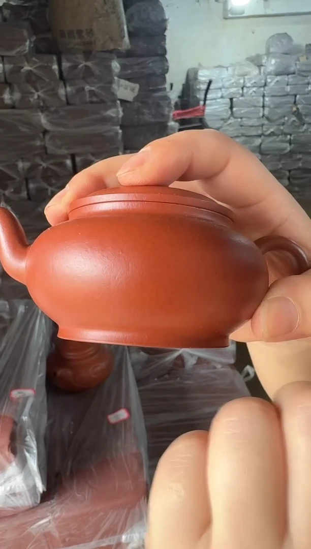 茶壶紫砂大红泥扁樱