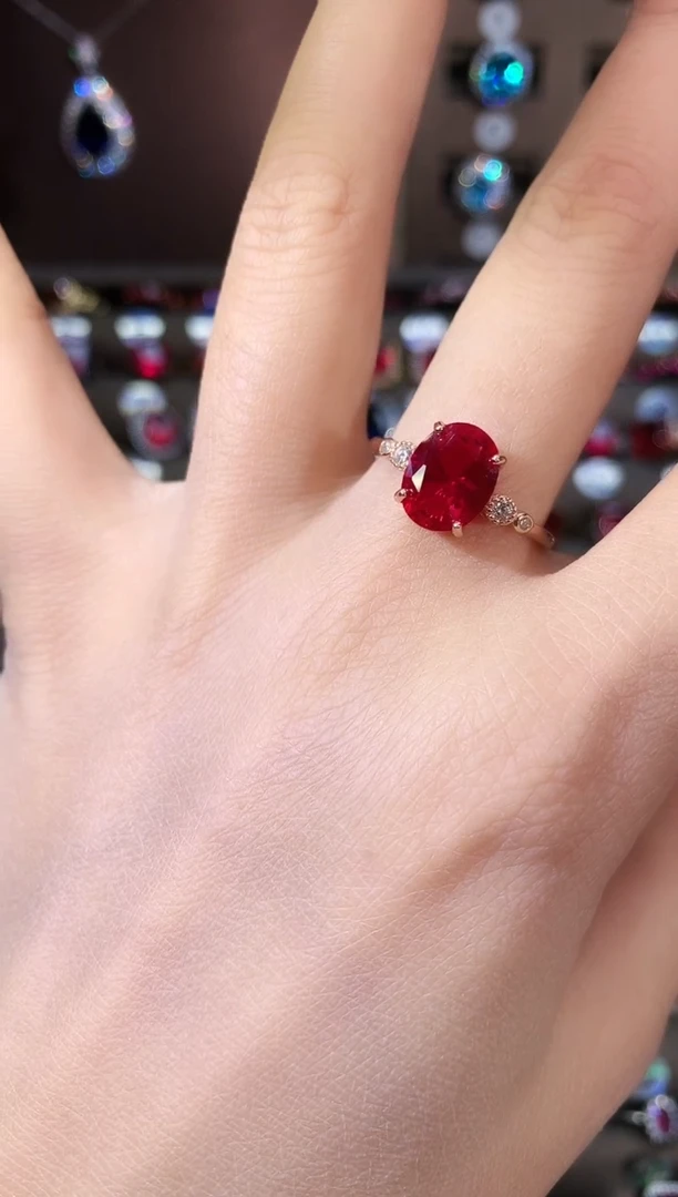 银S925镶嵌戒指红宝石810