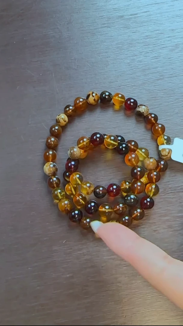 琥珀颈饰未镶嵌多宝妈妈链8mm