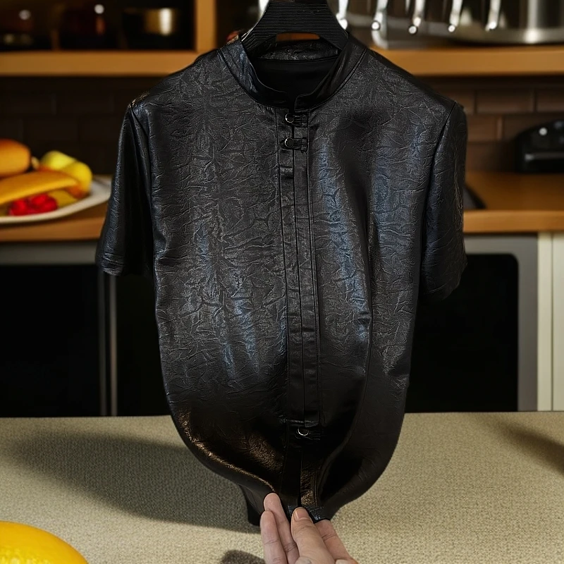 {BURUGOLI}设计师男士蛋白纹衬衫2533衬衣时尚休闲夏季复古中式