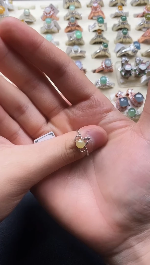 翡翠戒指银S925镶嵌纯天然A货翡翠