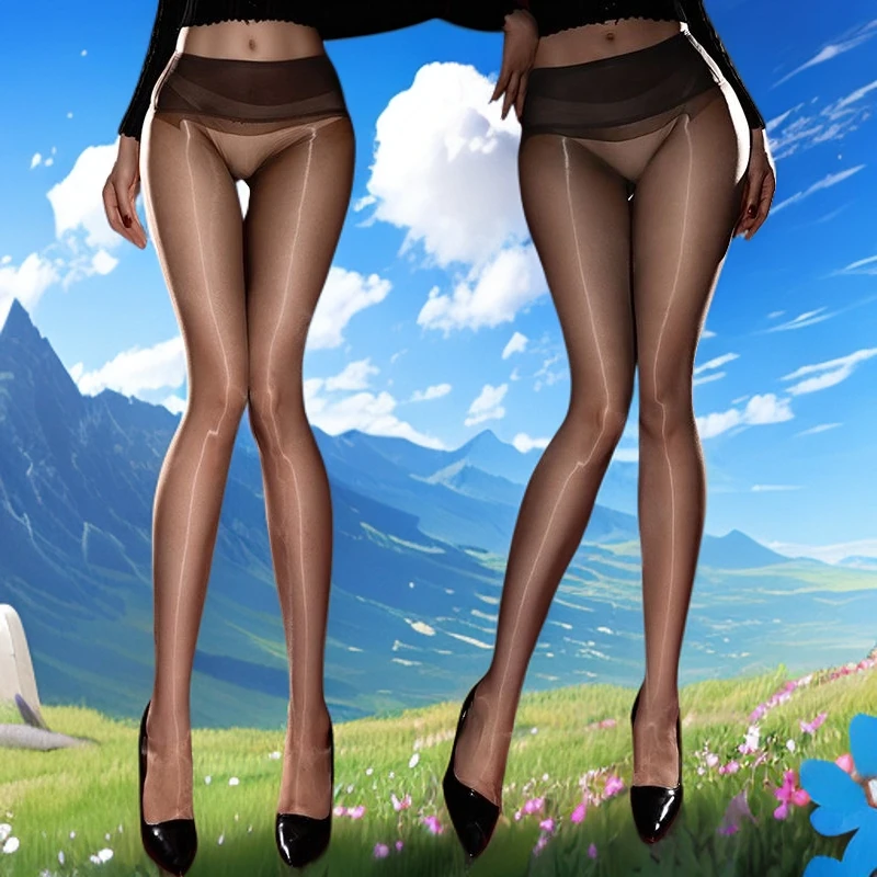 幸运女孩「香草果冻」极光油亮网纱无缝丝袜女薄款性感无痕打底连袜