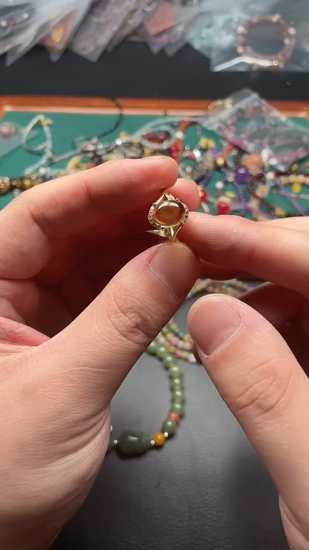 黄晶戒指未镶嵌多样性发货拍一发一