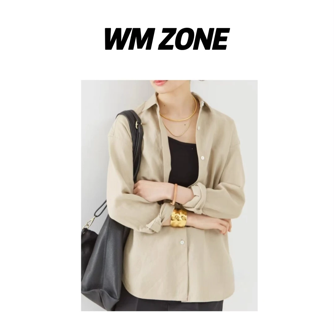 虎儿 3-13-2520 翻领系扣休闲百搭衬衫