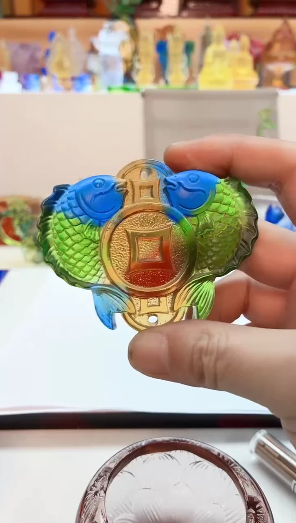 手工艺品琉璃彩色年年有鱼挂件