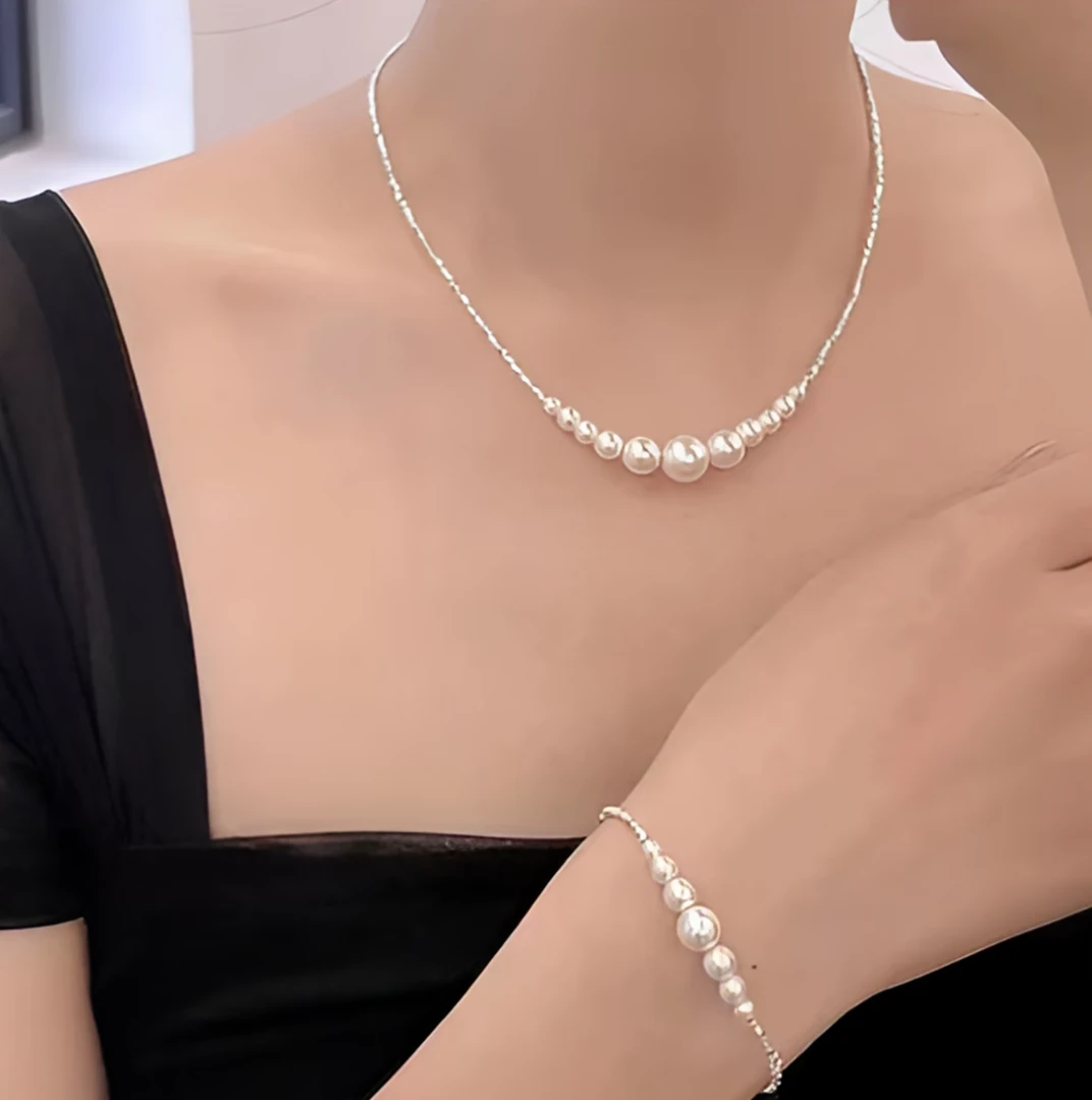 链子足银 999纯银贝珠碎银子项链女款ins轻奢高级感送女朋友礼物