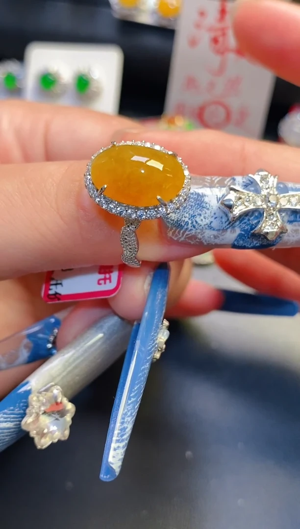 银S925镶嵌翡翠耳饰天然