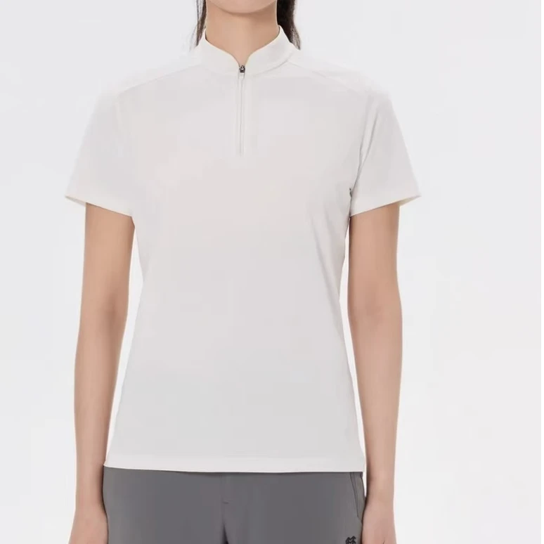 女士两颗半拉链短袖