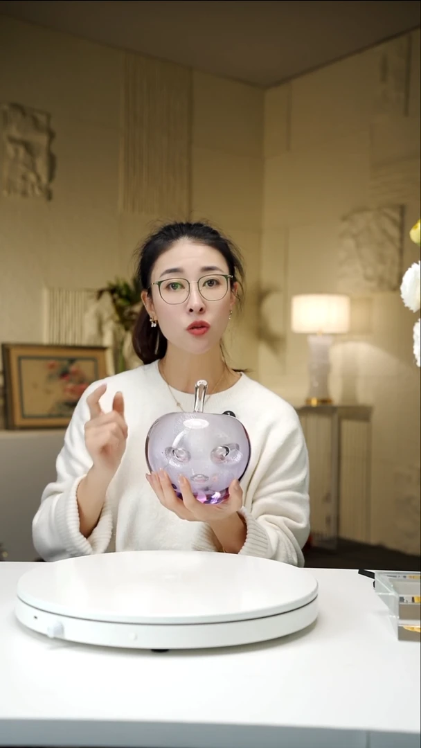 手工艺品琉璃金紫色苹果摆件