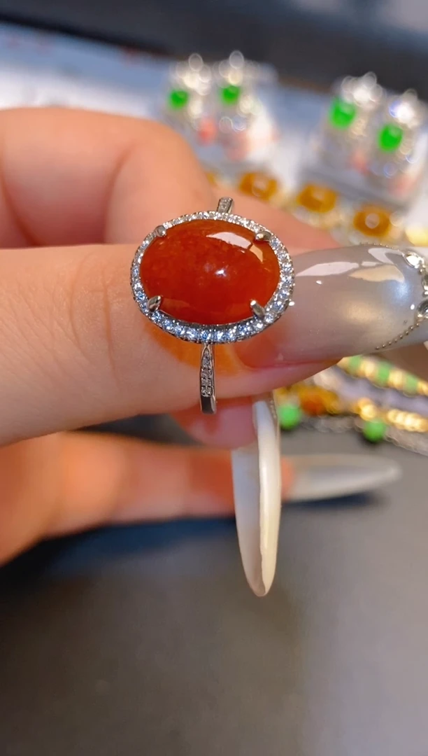 翡翠银S925镶嵌耳饰天然