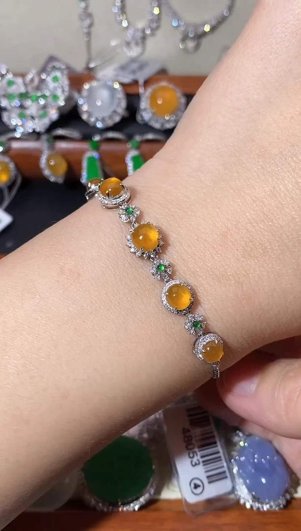 【闪购商品】翡翠手链18K金镶嵌手链